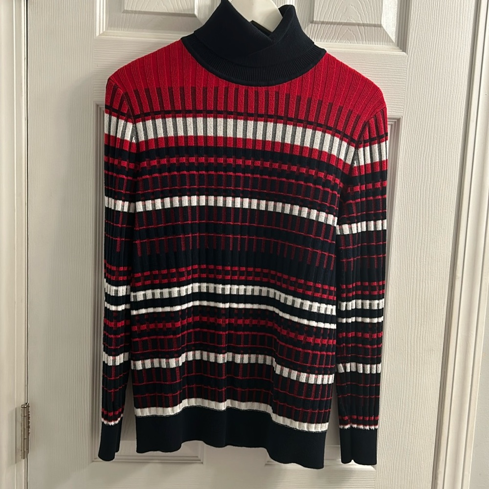 EUC TOMMY HILFIGER Richly Colored Striped Knit Turtleneck - SZ L